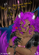 breasts drawing giantess furry wolf claws purple_hair brunette tiny ears lost majoumegami werewolf