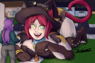 drawing gentle giantess tail moon red_hair witch halloween cat_girl freckles costume mercy trick_or_treat harriet ari
