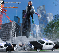 giantess city mega blonde butt buildings jumping costume digital_render gwen_stacy spider-man marvel_comics spider-gwen vedogon