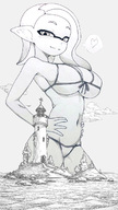 bikini giantess city swimsuit beach island lighthouse lineart splatoon