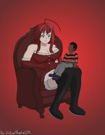 drawing giantess small_man christmas red_hair amazon chair santa_costume high_school_dxd sitting_on_lap virtualparadisegts rias