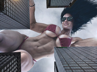 bikini breasts giantess collage giga city black_hair helicopter wonderslug muscles looming abs sunglasses athletic cindy_landolt cinderella_landolt