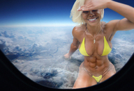 bikini giantess collage giga city blonde destruction smiling muscles abs horizon clouds athletic necklace earings redcoffee1 jade_cargill