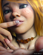 giantess vore mega large_breasts mouth sweat lips elf shrunken_men bbw tribal freckles tinies necklace digital_render opal ashkiiwolf