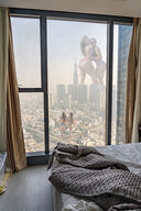 bikini collage city long_hair butt buildings bed multiple_sizes thong lesbians walking giantesses mega_giantesses apartment geaver