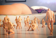 panties feet sleeping butt barefoot underwear shrunken_people digital_render multiple_men ashkiiwolf andreia