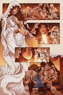drawing gentle comic long_hair clothed brunette story dress mini_giantess hugging veil