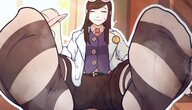 giantess feet brunette sweat low_angle socks ace_attorney ema_skye muka288