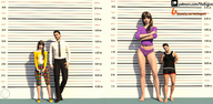 growth gentle panties long_hair butt barefoot brunette mini_giantess size_comparison digital_render vedogon