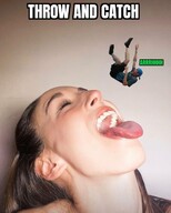 collage vore long_hair brunette domination shrunken_man open_mouth falling amevil