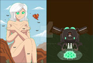 breasts drawing growth giantess white_hair nude giga mega comic color large_breasts helicopter susan green_eyes desert ginormica short_hair sitting mountains inside_view towering monsters_vs_aliens covering_breasts glowing_eyes looking_at_tiny cactus susan_murphy dreamworks nightcore100 meteor sub doctor_cockroach insectosaurus