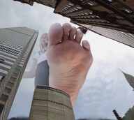 collage city mega blonde clothed barefoot buildings domination looking_down imminent_crush