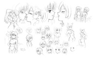 drawing giantess karbo nude vore monochrome long_hair short_hair lesbians giantesses snake_girl