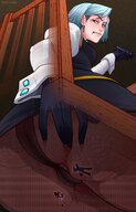 drawing color butt_crush gloves nylons unaware ace_attorney phoenix_wright franziska_von_karma maya_fey ozymandi