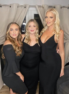 blonde long_hair clothed cleavage dress amazon women standing penny size_comparison looking_at_viewer