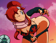 drawing insertion mega color cleavage yellow_eyes smiling yoko gloves red_hair tengen_toppa_gurren_lagann winking scarf simon kisparlius lynda drill