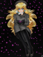 giga blonde space color long_hair blue_eyes handheld princess_peach high_heels planets universe bangs scarf majoumegami omnigiantess black_high_heels