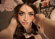 collage cat_ears shrunken_man freckles point_of_view looking_at_viewer daski