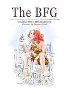 drawing gentle giantess city mega color handheld barefoot bra skirt buildings smiling giganta red_hair sitting vehicles costume wonder_woman sitting_on_building leopard_print dc_comics bare_midriff caanan_grall bfg
