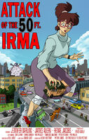 breasts drawing giantess city mega color large_breasts bridge destruction clothed handheld rampage skirt glasses brunette police ponytail legs parody cartoon highway vehicles smoke poster sweater straddling road looking_at_viewer new_york_city jumpsuit running_away police_car teenage_mutant_ninja_turtles shredder irma reporter april_oneil attack_of_the_50_foot_woman hair_bun irma_langstein technodrome krang elden_rucidor