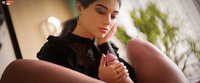 giantess giant penis couple handjob legs looking earrings black_dress bored on_penis digital_render down