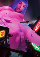 giantess collage nude pussy blue_hair black_eyes looking_down night bangs city_lights onlooker qwertygts