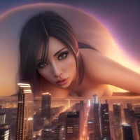 giantess city mega brunette skyscraper night ai_art lordgts