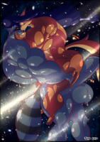 breasts drawing growth giantess nude furry giga tail anthro space comic color large_breasts butt giant penis barefoot blue_hair huge_breasts fox breast_expansion yellow_eyes couple police ponytail sun kissing muscles planets raccoon mask dialogue stars huge_penis cosmic_giantess sly_cooper carmelita_fox sly_cooper_(series) dog_fox jack_hoo at_large