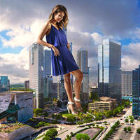 giantess collage city high_heels dress looking_down leaning_against_building jessica_alba celebritiesfetish
