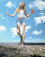 giantess collage city mega blonde clothed jeans smiling boots shorts drink shoe_crush boot_crush dochamps peyton_list