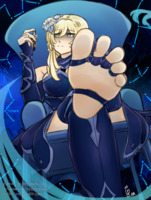 drawing giantess feet blonde color barefoot dress sitting point_of_view genshin_impact majoumegami lumine aether