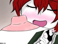 drawing nipples micro blushing color red_hair close_up closed_eyes matt_1mm