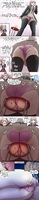 breasts drawing panties upskirt sleeping comic color long_hair cleavage skirt glasses bed butt_crush socks pink_hair pillow twintails pink_eyes uniform crown unaware tie shrunken_woman purse jacket dialogue clipboard on_butt stool junko_enoshima danganronpa thedaibijin bare_legs chiaki_nanami nintendo_switch pantyhose_entrapment