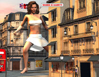 breasts giantess city mega barefoot rampage skirt buildings angry brunette street bus london fist dialogue hotrod5 union_jack attack_of_the_50_foot_woman digital_render nancy_archer bare_legs double_decker makeshift_clothing bare_midriff lamp_post