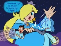 drawing giantess blonde black_hair color blue_eyes mario socks dress crown super_mario spanking night dialogue on_knee princess_rosalina spunkbug