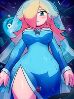 breasts drawing giantess giga blonde space color blue_eyes mario dress planets super_mario earrings stars veil bare_legs princess_rosalina tony_welt