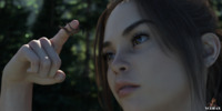 handheld finger brunette hand face shrunken_woman looking_at_victim holding_on digital_render vorifax