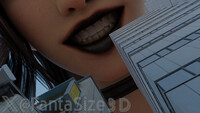 giantess city mega black_hair buildings final_fantasy tifa smiling choker digital_render black_lipstick fantasize3d