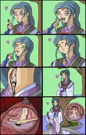 drawing vore comic color long_hair handheld blue_hair thor66 pink_eyes shrunken_man internal_view