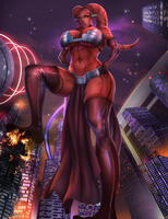 Mega Destruction lekku twilek breasts drawing giantess city mega alien color large_breasts destruction rampage cleavage bra skirt yellow_eyes gloves boots foot_crush star_wars tentacles night tattoo belt hands_on_hips red_skin sith bare_legs bare_midriff darth_talon nipa101