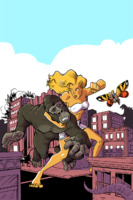 drawing giantess tail wings city mega blonde color barefoot bra skirt buildings godzilla fighting ant fist king_kong attack_of_the_50_foot_woman bare_legs mothra gorilla bare_midriff moth thehorribleman