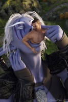 giantess white_hair vore blue_eyes blue_skin world_of_warcraft night_elf point_of_view glowing_eyes madamemaeve oral_vore