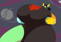 breasts drawing giantess white_hair giga horns alien space color planet handheld huge_breasts dress disney helmet thick_thighs green_skin cosmic_giantess lord_dominator wander_over_yonder two_ton_neko