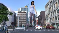 breasts giantess panties city mega black_hair bra buildings stockings asian street unknown_artist lingerie walking vehicles ankle_bracelet necklace crowds crane night_gown digital_render looking_at_tinies