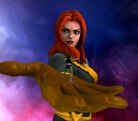 breasts giantess blue_eyes gloves green_hair red_hair boots shrunken_woman leotard phoenix x-men no_background green_skin looking_at_tiny digital_render jean_grey she-hulk bare_legs marvel_comics revan67