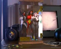 breasts black_hair butt asian camera shrunken_woman trapped mask costume jetslasher hood thick_thighs coins digital_render gwen_stacy spider-man spider-woman marvel_comics spider-gwen silk