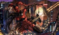 breasts drawing giantess panties city mega alien color large_breasts bridge destruction rampage cleavage buildings yellow_eyes smiling gloves boots star_wars cruel hand_crush vehicles tentacles thighs tattoo cape top red_skin bryan_lobdell lightsaber looking_at_tiny sith bare_legs tie_fighters bare_midriff darth_talon twilek Mega Destruction lekku