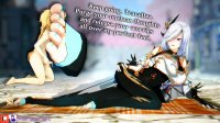 breasts white_hair nude masturbation blonde cum penis blue_eyes toes anime gloves lying_down shrunken_man toe_ring braid dialogue hands_on_hips looking_at_tiny digital_render cutaway meileeart