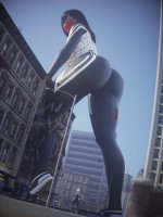 breasts giantess city mega black_hair butt destruction buildings asian police vehicles thighs costume police_car digital_render gwen_stacy spider-man marvel_comics spider-gwen cindy_moon silk wotm8h8