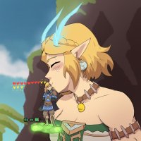 breasts drawing giantess horns mega blonde color elf boots kissing tattoo closed_eyes necklace earrings dialogue source_needed looking_at_tiny pointed_ears the_legend_of_zelda sihagen link_(the_legend_of_zelda) princess_zelda_(the_legend_of_zelda) link_(legend_of_zelda)